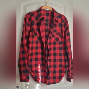Ochenta womens red/black plaid long sleeve sz M skater streetwear rave punk
